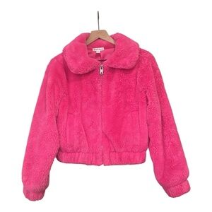 Derek Heart Pink Faux Fur Cropped Zip/Up Jacket Size Small